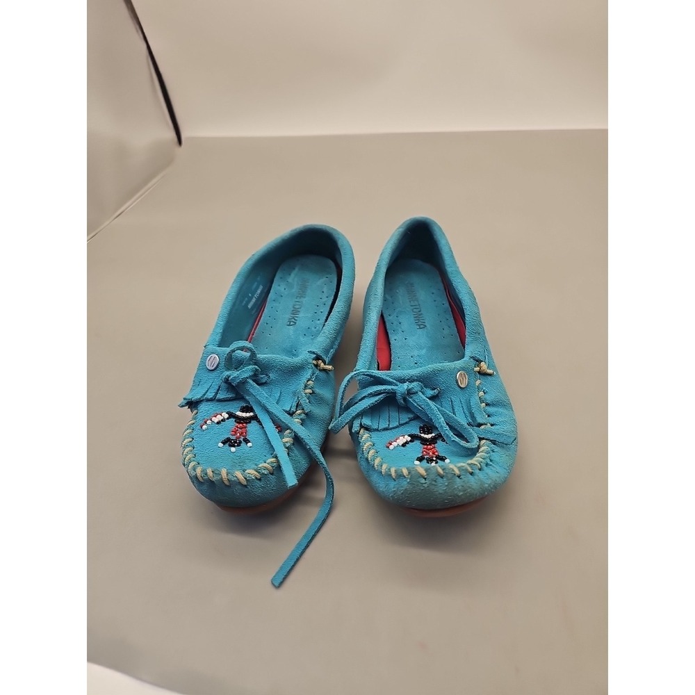 Minnetonka Moccasins Womens 6 Turquoise Blue Suede Comfort‎ Shoe Leather Casual